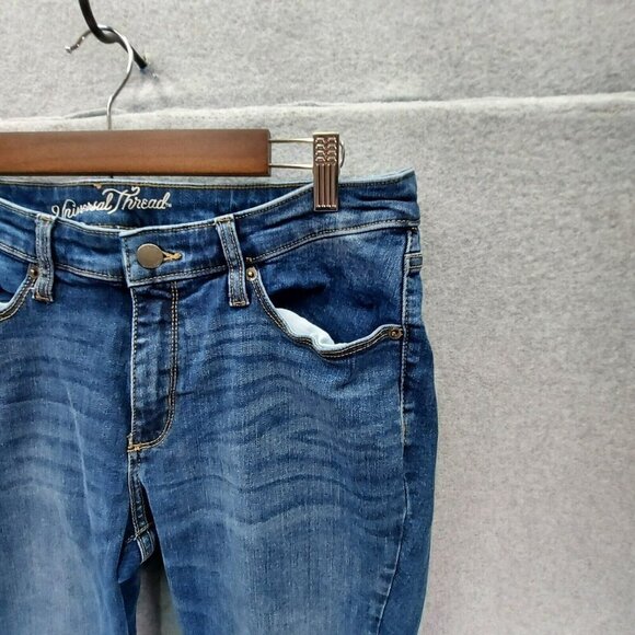 Universal Thread Distressed Skinny Jean Medium Wash Size 14/32R  Cut Bottom - Picture 8 of 16